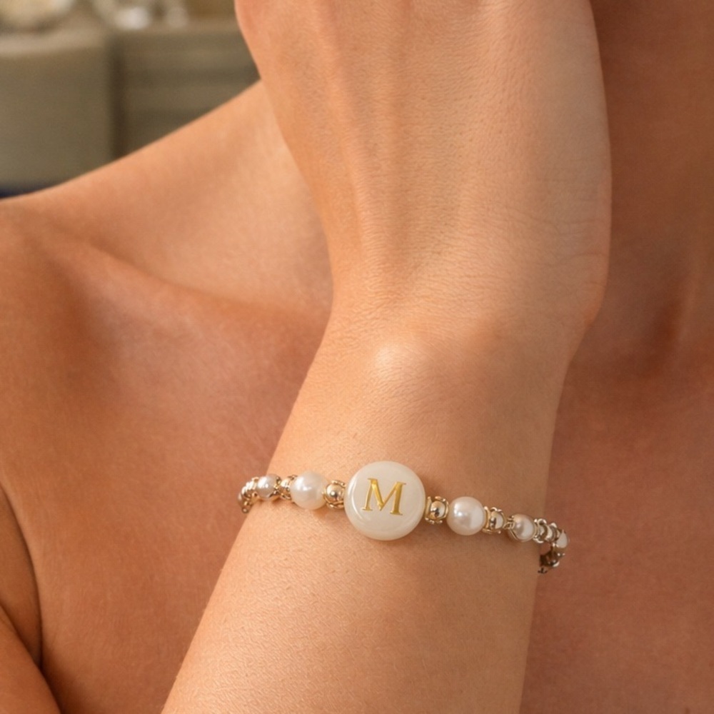 NEW INITIAL TENNIS BRACELET STERLING SILVER M LETTER M Silver Bracelet
